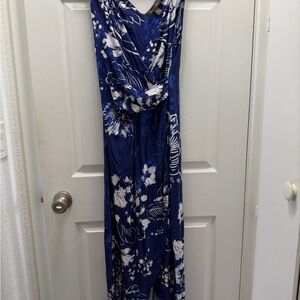 Blue and White Floral Maxi Dress